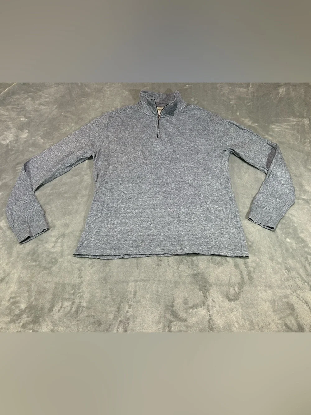 J. Crew Double Knit 1/4 Zip Pullover Sweatshirt Mens Large Heathered Blue